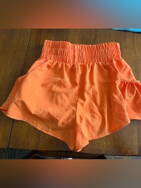 Women’s Orange Athletic Shorts with Smocked Waistband